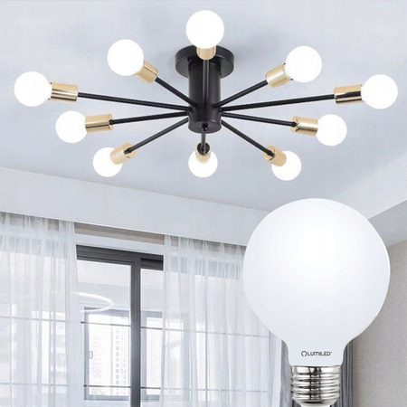 Zestaw 3x Żarówka LED E27 G95 8W = 75W 4000K Neutralna Globe Mleczny Filament LUMILED