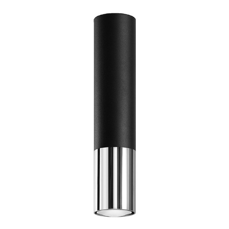 Lampa Sufitowa Oprawa Natynkowa SPOT TUBA GU10 Tubularna Czarna Chrom Nowoczesna Loopez Sollux