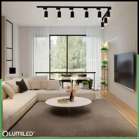 ZESTAW Szynoprzewód Listwa Szyna 4m + 8x Lampa Sufitowa Reflektor GU10 Oświetlenie Szynowe LUMILED