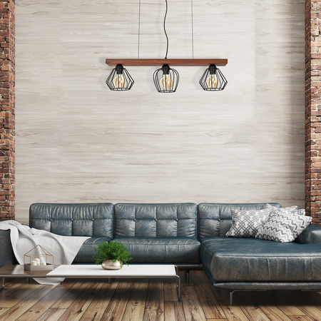 Lampa wisząca OZZY 3xE27 Różne Geometryczne Kształty Loft MLP6252 Milagro Metal + Drewno