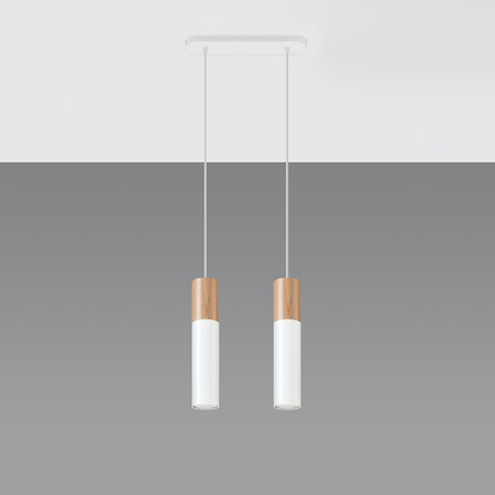 Lampa Sufitowa Wisząca Zwis 2x GU10 Tubularna Brązowa Biała Nowoczesna Pablo Sollux
