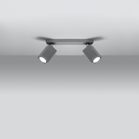 Lampa Sufitowa Oprawa Natynkowa 2x GU10 SPOT TUBA Reflektor Ruchoma Minimalistyczna Kwadratowa Szara Nowoczesna Merida Sollux