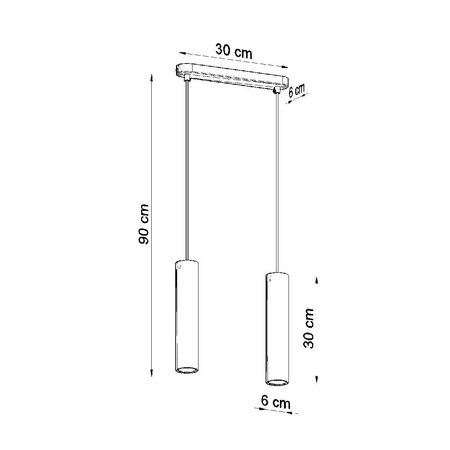 Lampa Sufitowa Wisząca Zwis 2x GU10 Tubularna Szara Industrialna Luvo Sollux