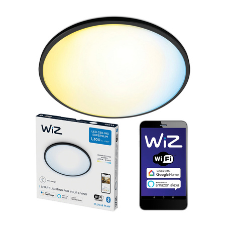 Plafon LED Lampa Sufitowa Natynkowa 14W CCT Czarny Okrągły SMART WiFi WiZ