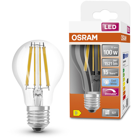 Żarówka LED E27 A60 12W = 100W 1521lm 4000K Neutralna 320° Filament Ściemnialna OSRAM SUPERSTAR