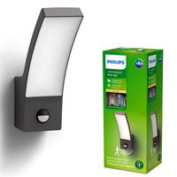 Kinkiet Ogrodowy Lampa Elewacyjna Zewnętrzna LED 3.8W 800lm 2700K z Czujnikiem Ruchu i Zmierzchu Antracyt Splay Ultra Efficient Philips