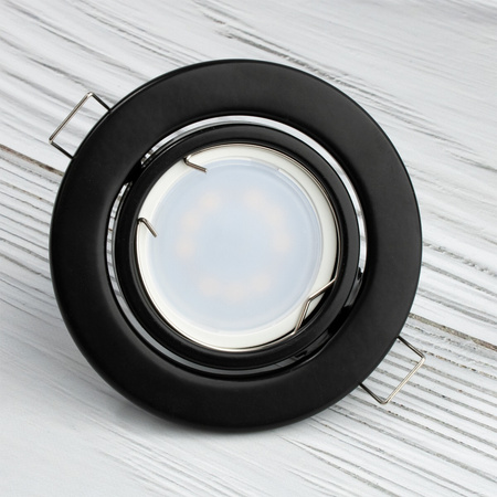 Oprawa HALOGENOWA Podtynkowa Ruchoma Okrągła Czarna Blacha GU10 MR16