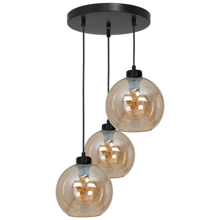 Lampa wisząca SOFIA 3xE27 MLP6584 Bursztynowy Klosz Kula Milagro Metal + Szkło