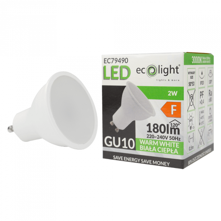 Żarówka LED Reflektor GU10 2W 180lm 3000K Ciepła Ecolight