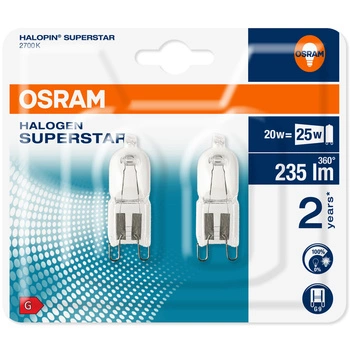 2x Żarówka Halogenowa G9 20W 235lm 2700K OSRAM HALOPIN 