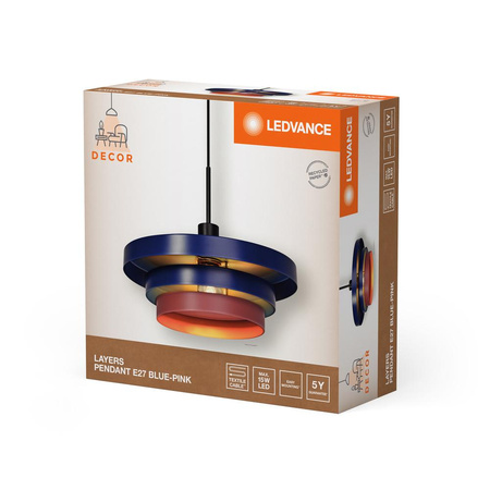 Lampa Sufitowa Wisząca Dekoracyjna E27 Zwis Niebieski Różowy Decor Ledvance