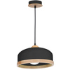 Lampa wisząca STUDIO 1xE27 Klasyczne Klosze Drewniane Wykończenie Czarna MLP8851 Milagro Metal + Drewno