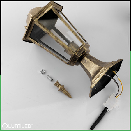 Lampa Ogrodowa Zewnętrzna E27 SŁUPEK LATARNIA 39cm Patyna BELLIS LUMILED