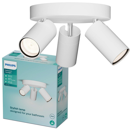 Lampa Sufitowa Reflektor 3x GU10 IP44 Biała Kosipo Philips