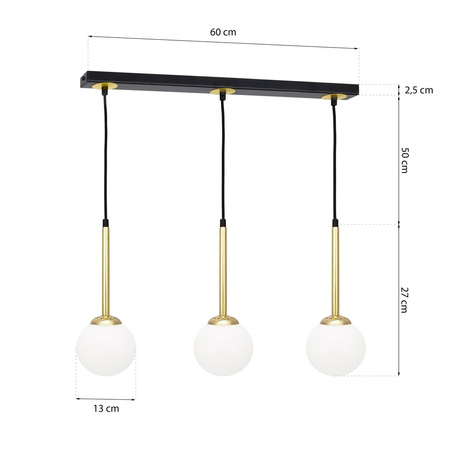 Lampa wisząca czarny mosiądz MiLAGRO PARMA 3x E14