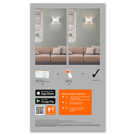 Inteligentny Kinkiet Ścienny Lampa LED Góra Dół 23W 1700lm CCT Ściemnialna Biały SMART+ WiFi Orbis Ledvance