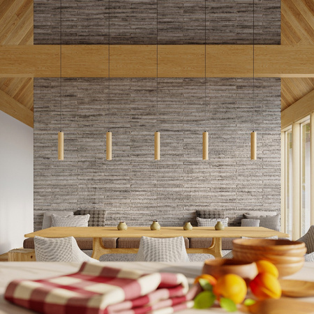 Lampa Sufitowa Wisząca Zwis 3x GU10 Tubularna Brązowa Skandynawska Lino Sollux