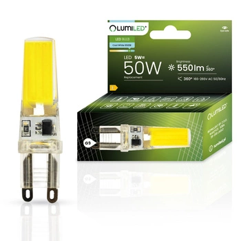 Żarówka LED G9 Kapsułka 5W = 50W 550lm 6500K Zimna 360° FILAMENT LUMILED