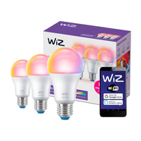 3x Żarówka LED E27 A60 8,5W = 60W 2200-6500K + RGB SMART WiFi WiZ