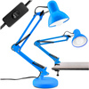 Lampka Biurkowa Kreślarska Stołowa E27 TOBI Niebieska Lumiled + uchwyt na blat