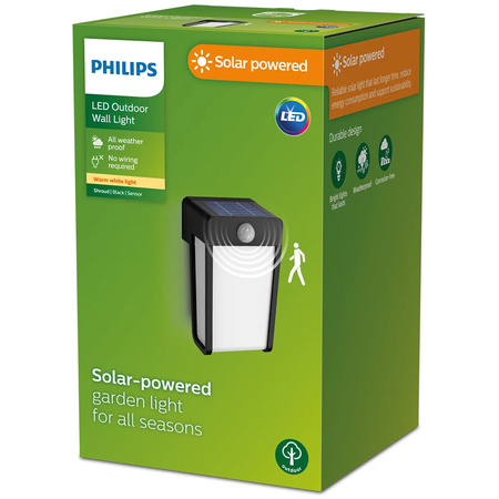Kinkiet Ogrodowy LED Lampa Zewnętrzna Solarna Czujnik Ruchu 2700K IP44 PHILIPS