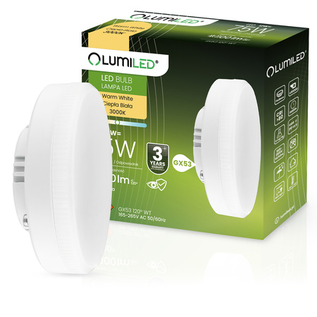 Żarówka LED GX53 12W = 75W 1100lm 3000K Ciepła 120° LUMILED