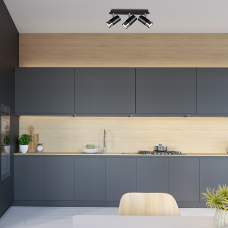 Lampa Sufitowa DANI Czarna Chrom 3xGU10 Milagro