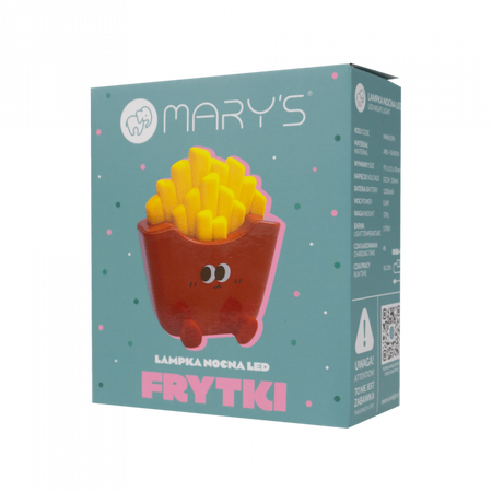 Lampka Nocna Dziecięca LED 0.6W 1700K Ciepła Akumulatorowa 1200mAh czerwony|Żółta FRYTKI MARY'S