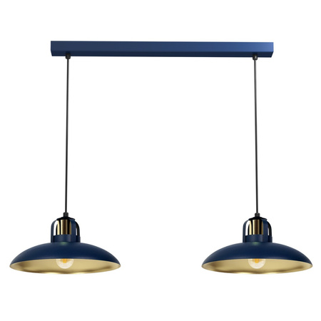 Lampa Wisząca Sufitowa FELIX Granatowa Niebieska Złota 2xE27 Milagro