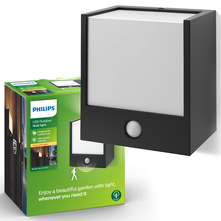 Kinkiet Ogrodowy Lampa Elewacyjna Zewnętrzna LED 3.5W 320lm 2700K IP44 Czarna Macaw Philips