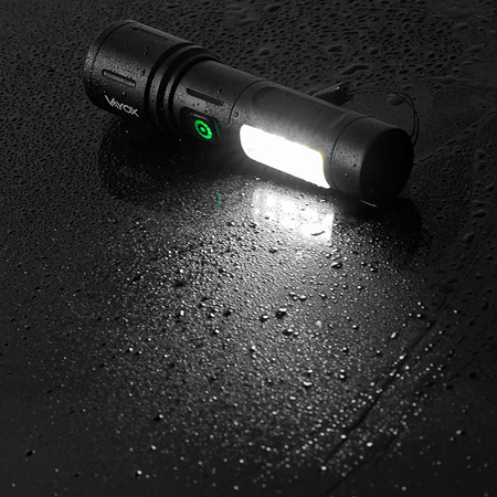 Latarka Akumulatorowa LED Taktyczna 5W 260lm Lampka Ręczna Mocna + SMD VA0184 VAYOX