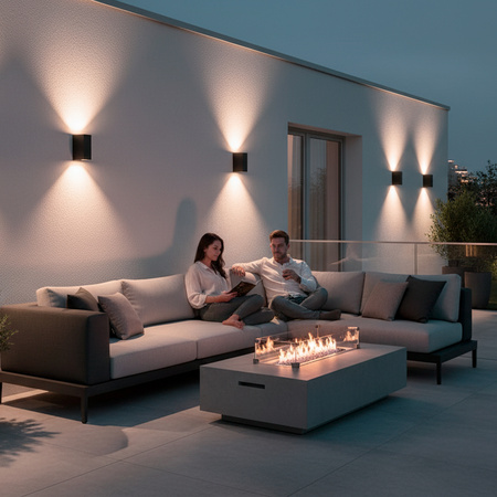 Kinkiet Ogrodowy Elewacyjny Lampa Zewnętrzna 2xGU10 ALLIUM Czarna Kwadrat LUMILED