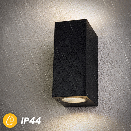 Kinkiet Ogrodowy Elewacyjny Lampa Zewnętrzna 2xGU10 ALLIUM Czarna Kwadrat LUMILED