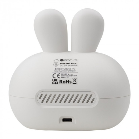 Zegar Elektroniczny dla Dzieci BUDZIK Szary USB Akumulatorowy 1200mAh KRÓLIK MARY'S