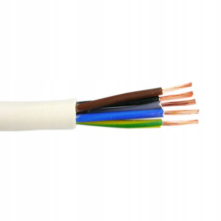 Przewód Kabel OWY H05VV-F 300/500V 5x4mm Biały 1m ELEKTROKABEL