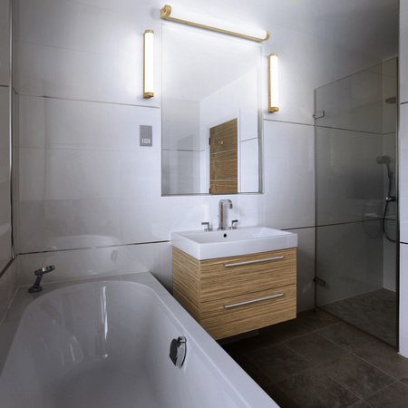 Lampa Łazienkowa LED Kinkiet Nad Lustro Ściemnialny 9W 900lm CCT Brązowy IP44 40cm Obris Ledvance