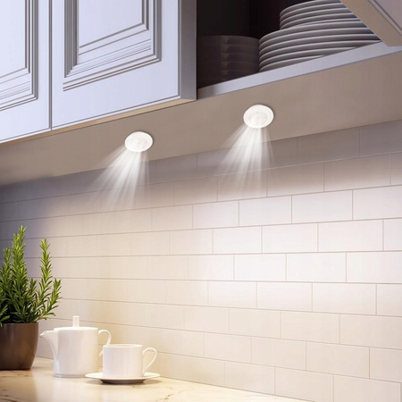 3x Lampka Podszafkowa LED Samoprzylepna z Czujnikiem Ruchu na Baterie 4000K 2xAAA Biała + Pilot