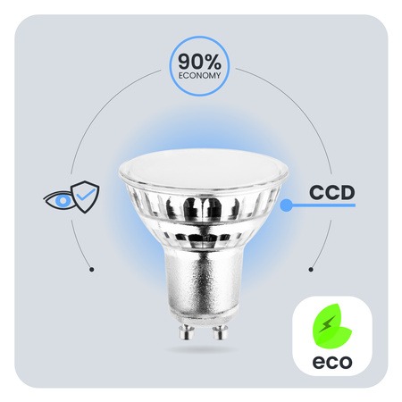 Zestaw 10x Żarówka LED GU10 6W = 50W 580lm 3000K Ciepła 120° Szklana LUMILED
