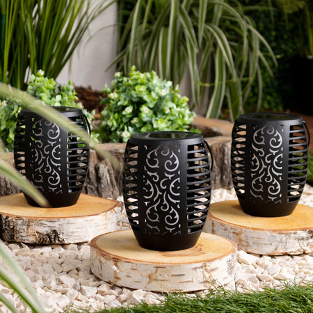 Lampa Solarna Ogrodowa LED Wisząca LATARENKA Płomień IP44 1700K Czujnik Zmierzchu