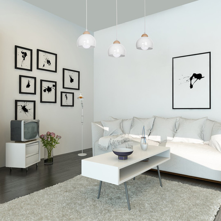 Lampa wisząca w stylu skandynawskim sufitowa biała MiLAGRO DAMA 3x E27 Drewno + metal