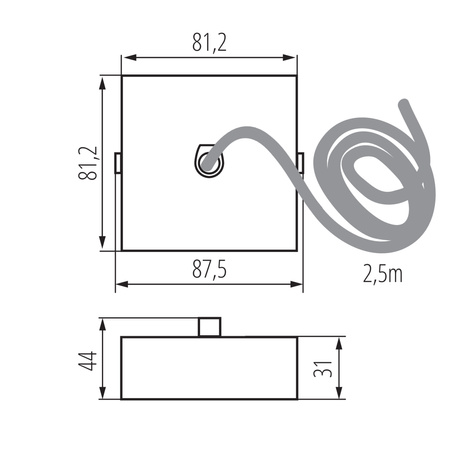 Linka do Oprawy Liniowej LED Czarna 2.5m ALIN Kanlux
