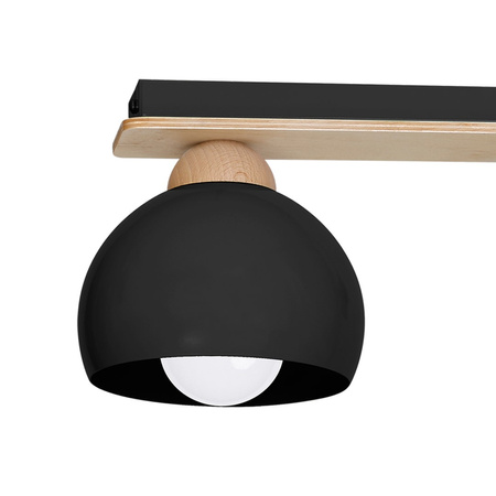 Lampa sufitowa w stylu skandynawskim czarna MiLAGRO DAMA 3x E27 Drewno + metal