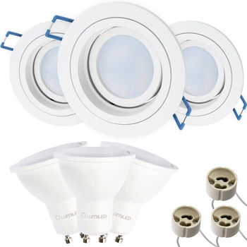 3x Oprawa HALOGENOWA Podtynkowa Ruchoma GU10 MR16 Okrągła Biała CASSIO LUMILED + 3x Żarówka LED GU10 6W = 60W 580lm Neutralna