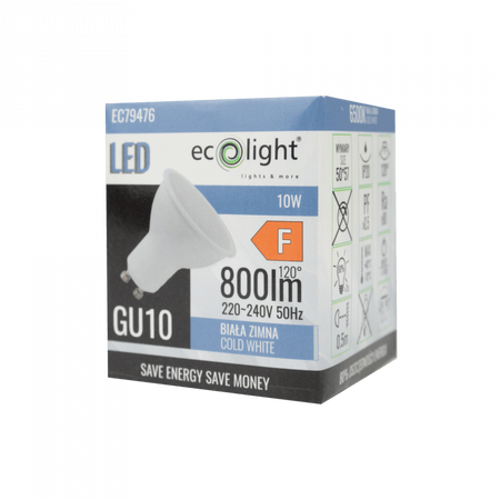 Żarówka LED Reflektor GU10 10W 900lm 6500K Zimna Ecolight