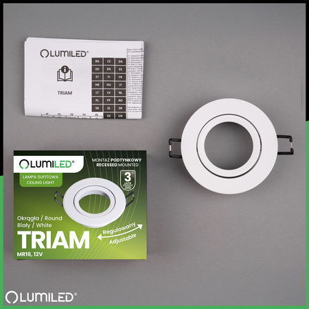 Oprawa Halogenowa Podtynkowa Lampa Sufitowa Okrągła Ruchoma GU10 MR16 Biała TRIAM LUMILED