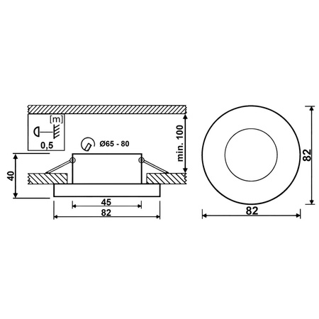 Zestaw Oprawa HALOGENOWA Hermetyczna Łazienkowa PODBITKA AQUS Czarna IP44 + LED GU10 36° 6W 3000K Lumiled