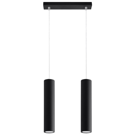 Lampa Sufitowa Wisząca Zwis 2x GU10 Tubularna Czarna Nowoczesna Lagos Sollux