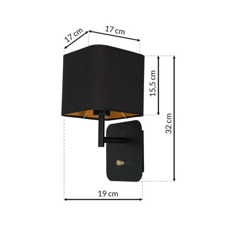 Lampa Ścienna Kinkiet NAPOLI Czarna Złota 1xE27 Milagro