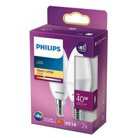 Zestaw 2x Żarówka LED Świeczka E14 B35 4.9W = 40W 470lm 2700K Ciepła Matowa PHILIPS