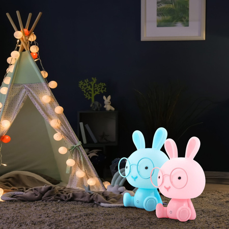 Lampka Nocna Dekoracyjna KRÓLIK LED 2,5W Ciepła Niebieska Lampka dla Dzieci GOLDLUX (Polux) + Przewód USB-C